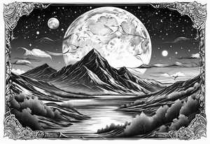 moon and sky tattoo idea