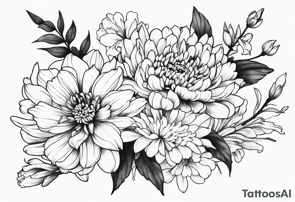 chrysanthemum and gladiolus tattoo idea