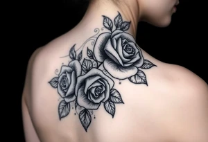 Roses with filigree background tattoo idea