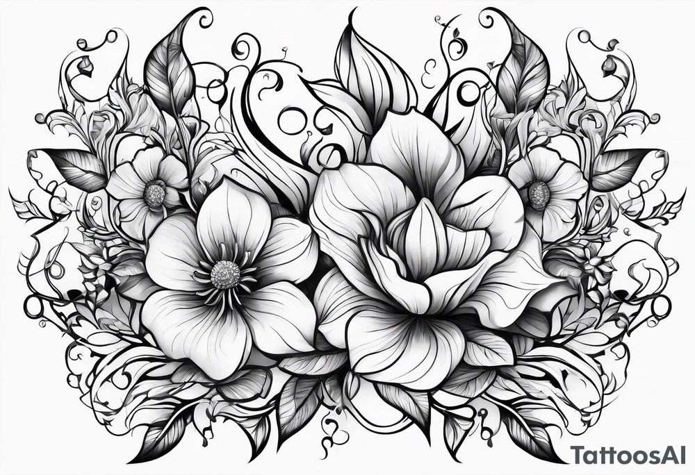 long flower vine tattoo idea