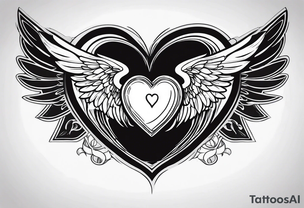 Y2K angel heart with wings tattoo idea