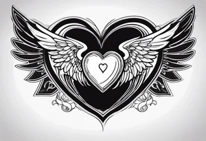 Y2K angel heart with wings tattoo idea