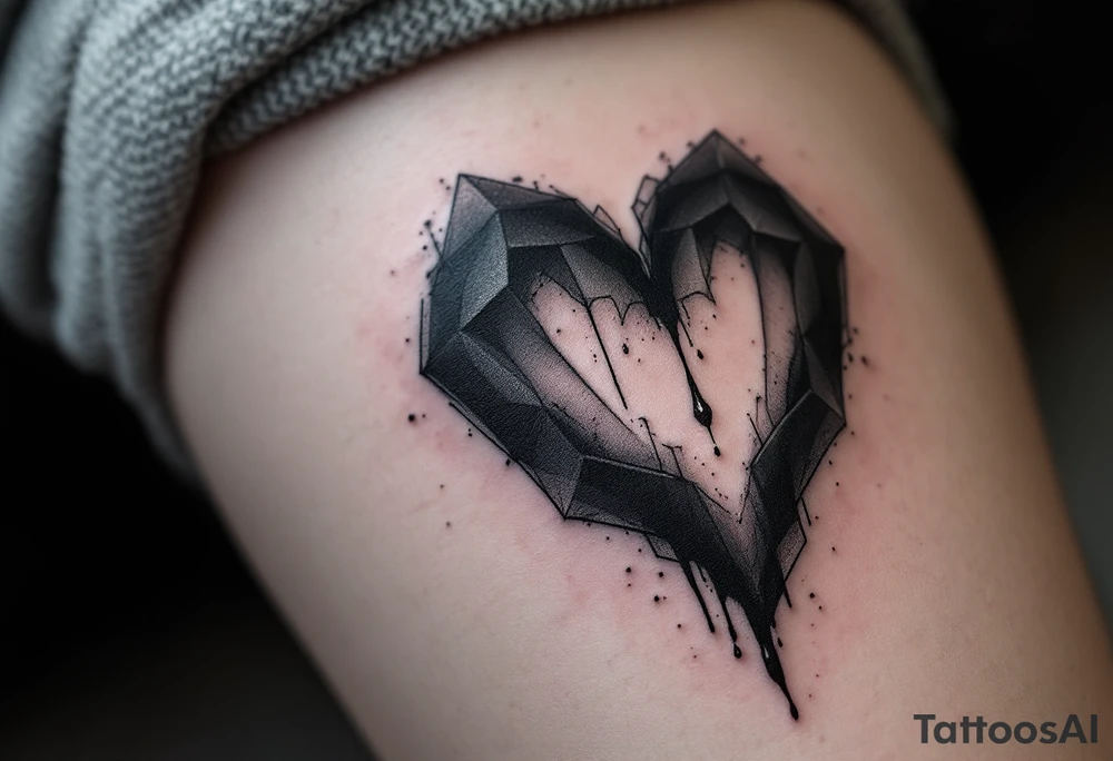 A bleeding heart with blackened edges, transitioning into a smoky, fading effect, symbolizing love lost to time. tattoo idea