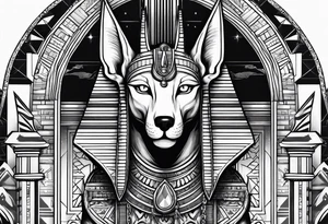 Egyptian anubis at the gates of heaven tattoo idea