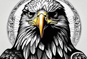 Bald eagle head with spartan helmet tattoo idea