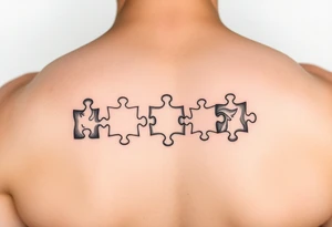 Individual Puzzle pieces of a blended family of 6 tattoo idea