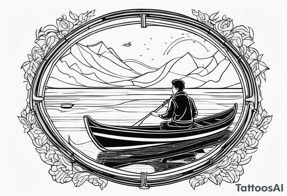 Overhead view of boy in rowboat tattoo idea