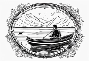 Overhead view of boy in rowboat tattoo idea