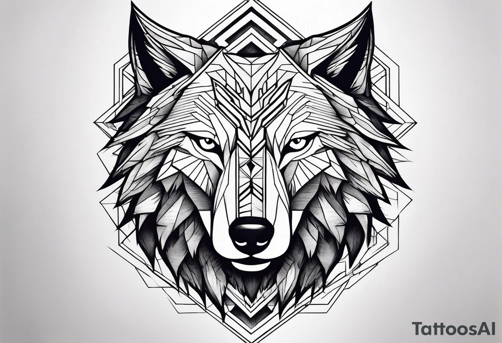 A drawing geometrically half eagle and half wolf tattoo idea A drawing geometrically half eagle and half wolf tattoo idea