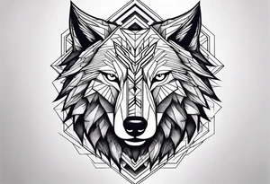 A drawing geometrically half eagle and half wolf tattoo idea