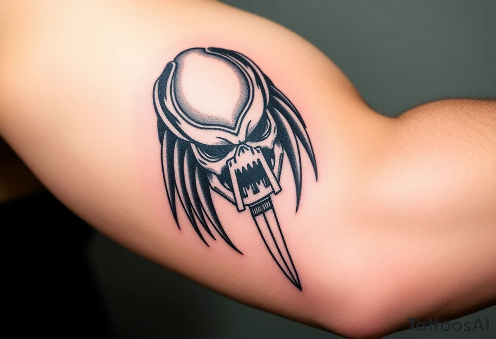 Predator mark from the movie Predator with a m9 bayonet tattoo idea