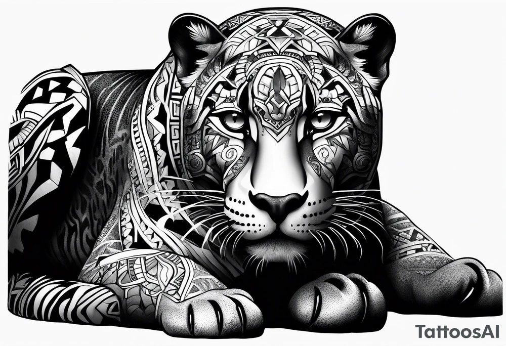 aztec black jaguar sitting tattoo idea