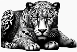 aztec black jaguar sitting tattoo idea