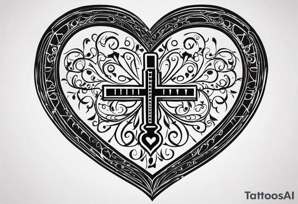 heart shaped antique skeleton key tattoo idea