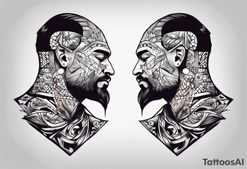 neck tattoo stencil about pain and struggle in new school or polka trash style tattoo idea