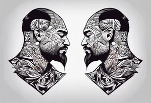 neck tattoo stencil about pain and struggle in new school or polka trash style tattoo idea