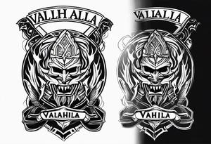 Valhalla fire sword shield warrior tattoo idea