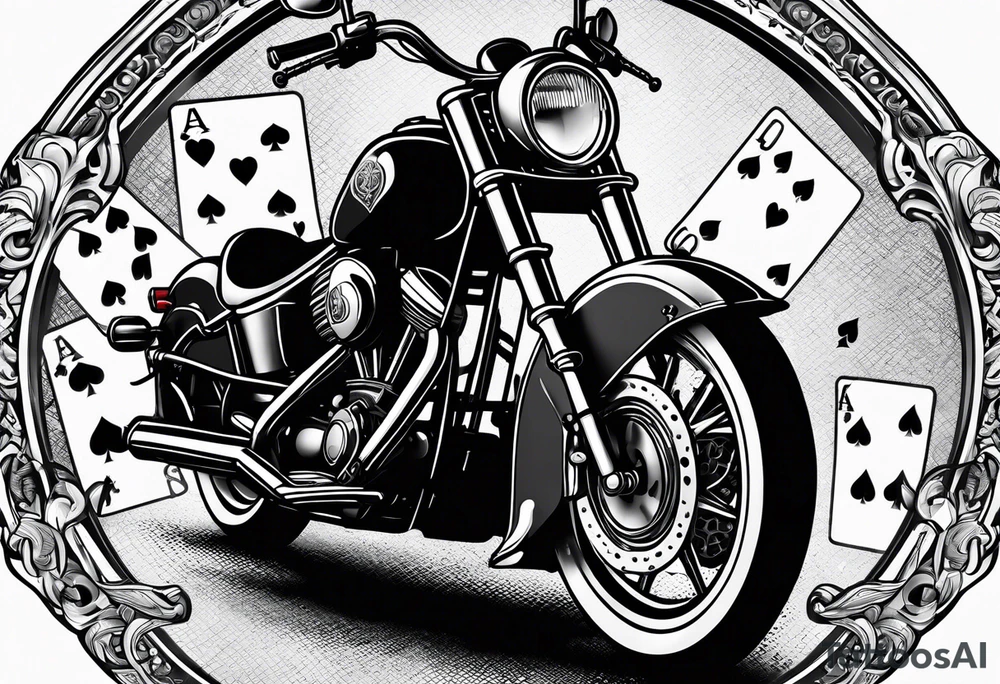 playing cards money motorcycle tattoo idea