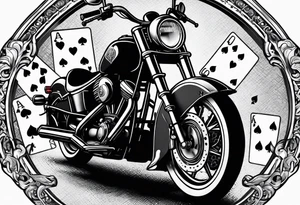 playing cards money motorcycle tattoo idea