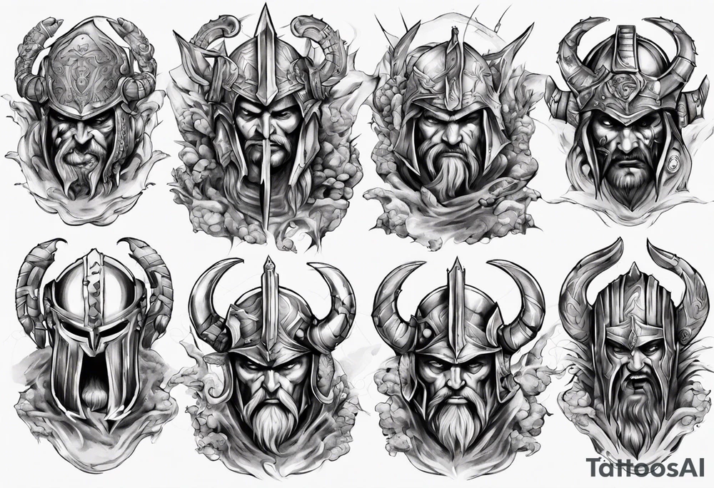ocean gods gladiator war aggressive tattoo idea