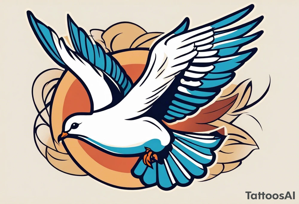 dove with wings open
old school vintage simple traditional design 



bold color simple tattoo idea
