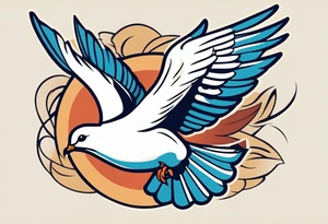 dove with wings open
old school vintage simple traditional design 



bold color simple tattoo idea