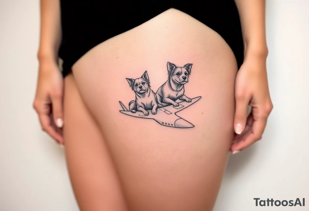 two dogs on an airplane tattoo idea