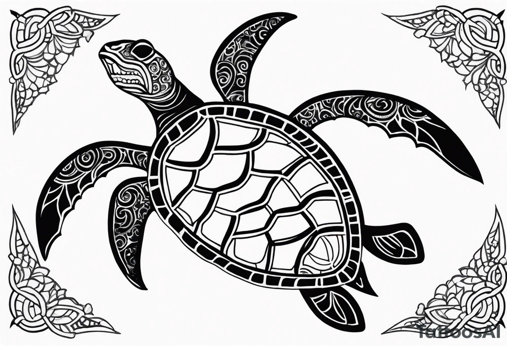 a serene sea turtle tattoo idea