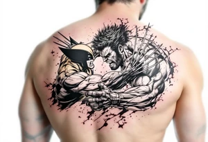 Marvels Wolverine fighting the incredible hulk tattoo idea