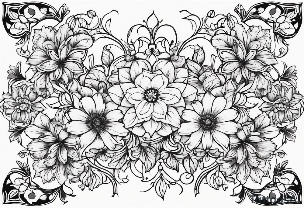 ornaments of flowers tattoo idea