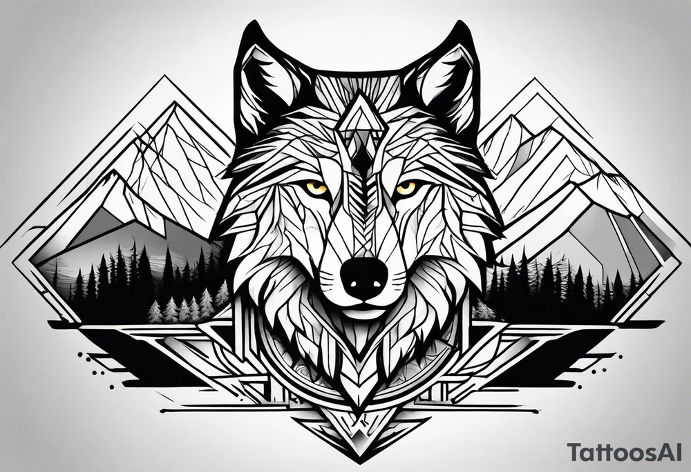 Mountains, wolf eyes underneath tattoo idea