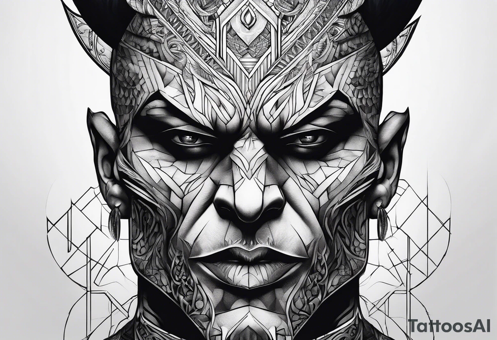 the shadow of a demon following a men tattoo idea