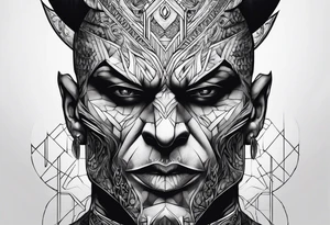 the shadow of a demon following a men tattoo idea