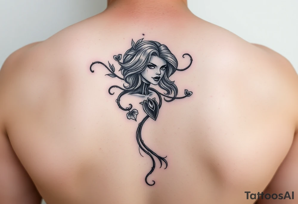 Poison ivy character sketch style tattoo idea