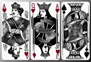 one playing card with both queen of hearts and king of spades in extrem minimalistic  style tattoo idea