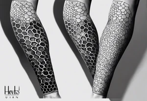 Honeycomb full leg sleeve male tattoo idea