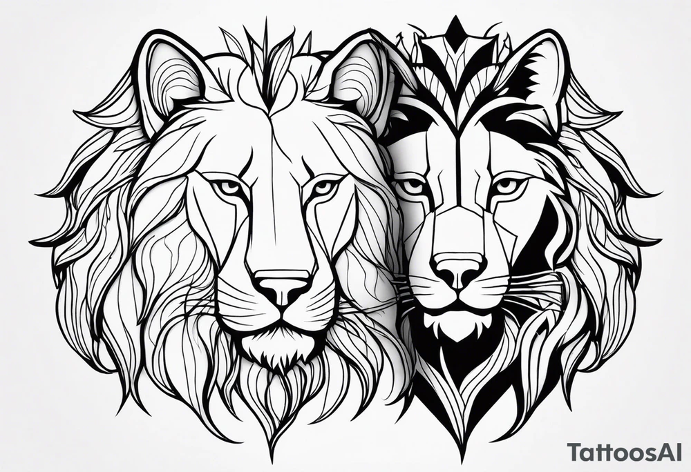 Lion,  wolf, tattoo idea