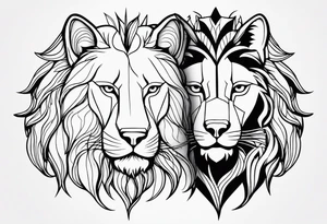 Lion,  wolf, tattoo idea