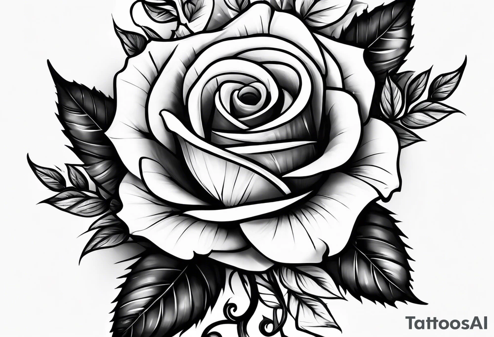 long vertical tattoo to cover my whole shin showing two separate rose stems wrapped around each other, one stem should have thorns and one should be thornless I want a long stem to shower them intertwined tattoo idea