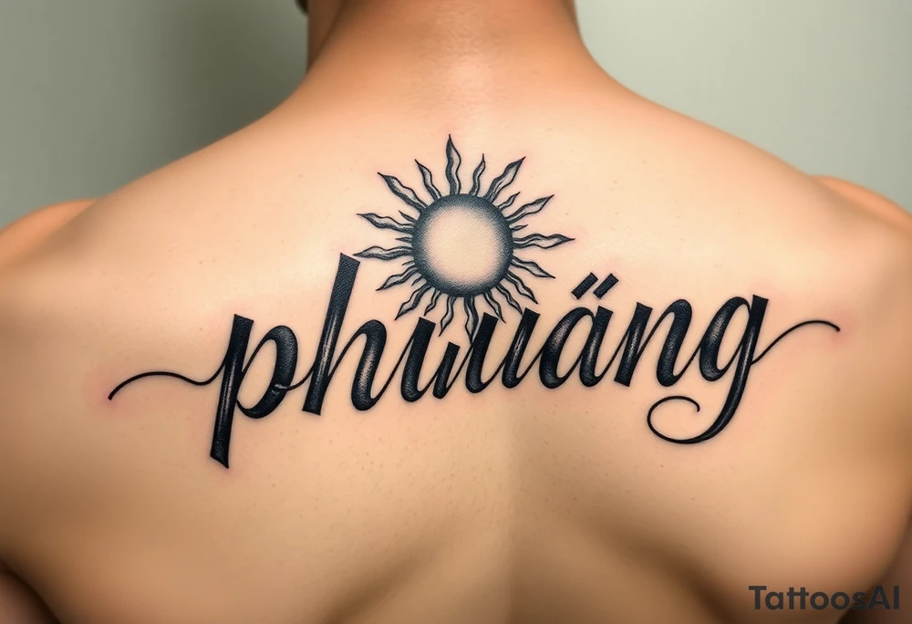 Word "phuong" written with sun tattoo idea