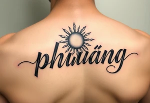Word "phuong" written with sun tattoo idea
