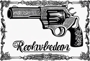 A gun with the word 'Revolverhelden' on it tattoo idea