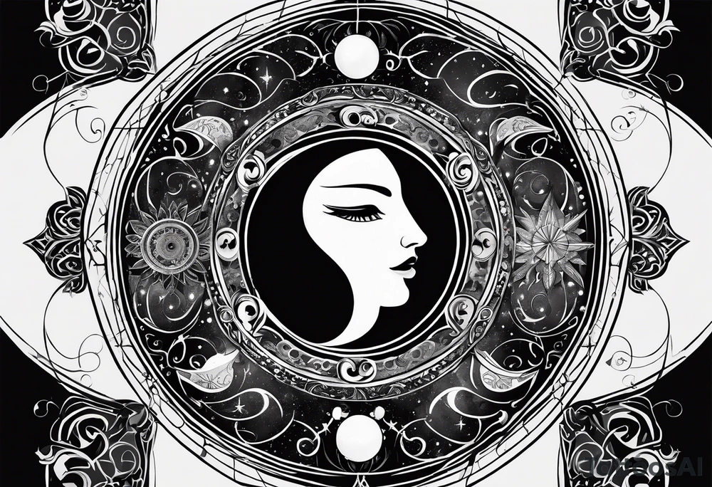 Astrology, Gemini, Natal Chart, angelic, soul mates, vision, planetary, ying yang, the moon, third eye, armband tattoo idea