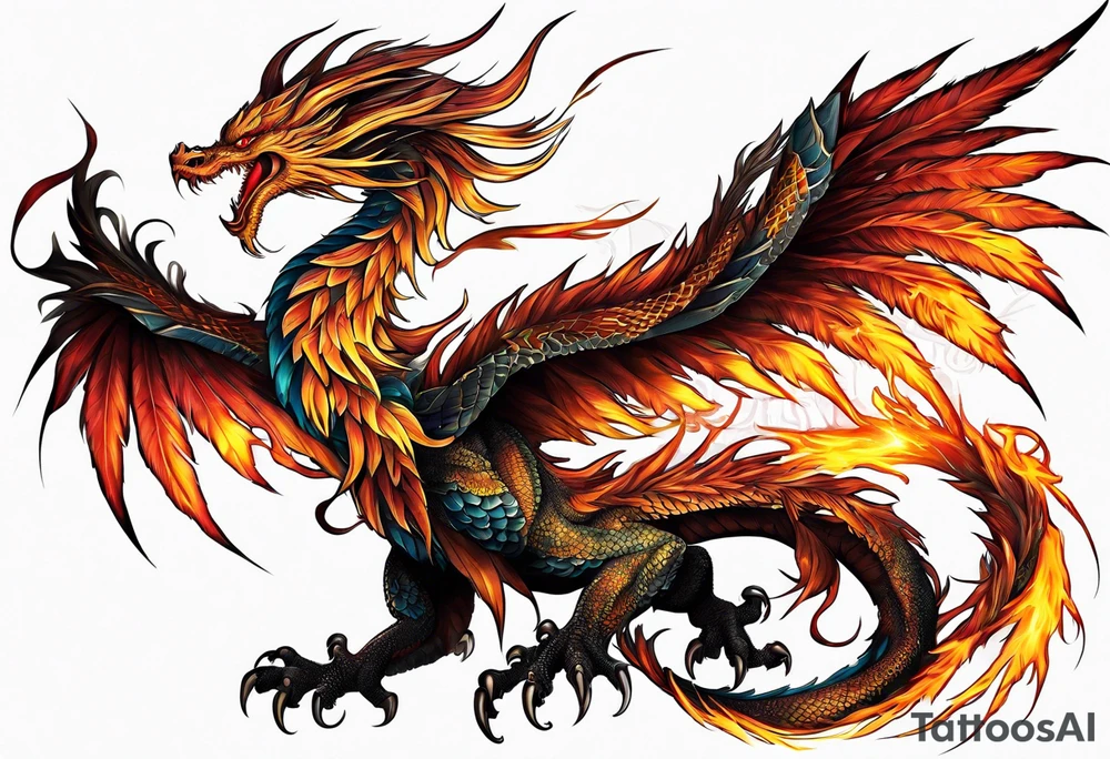 phoenix fighting dragon tattoo idea