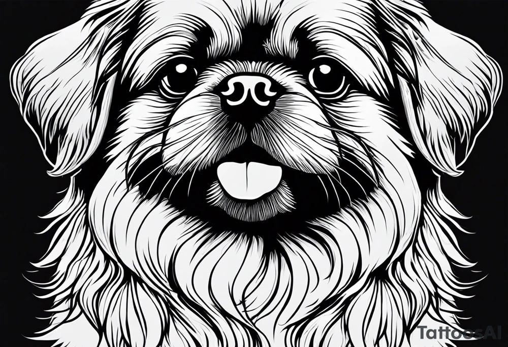 The contour of the face of a pekingese with shih tzu mixed race god. Nothing besides the face. As minimalist as possible. tattoo idea