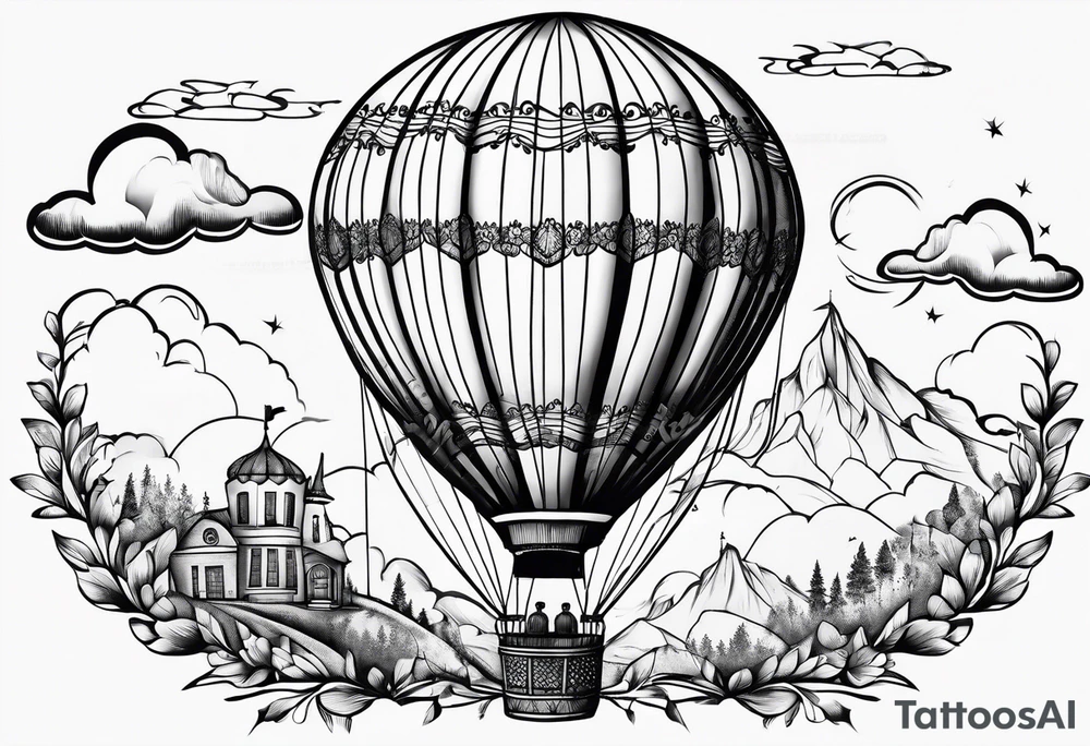 Whimsical Hot Air Balloon tattoo idea