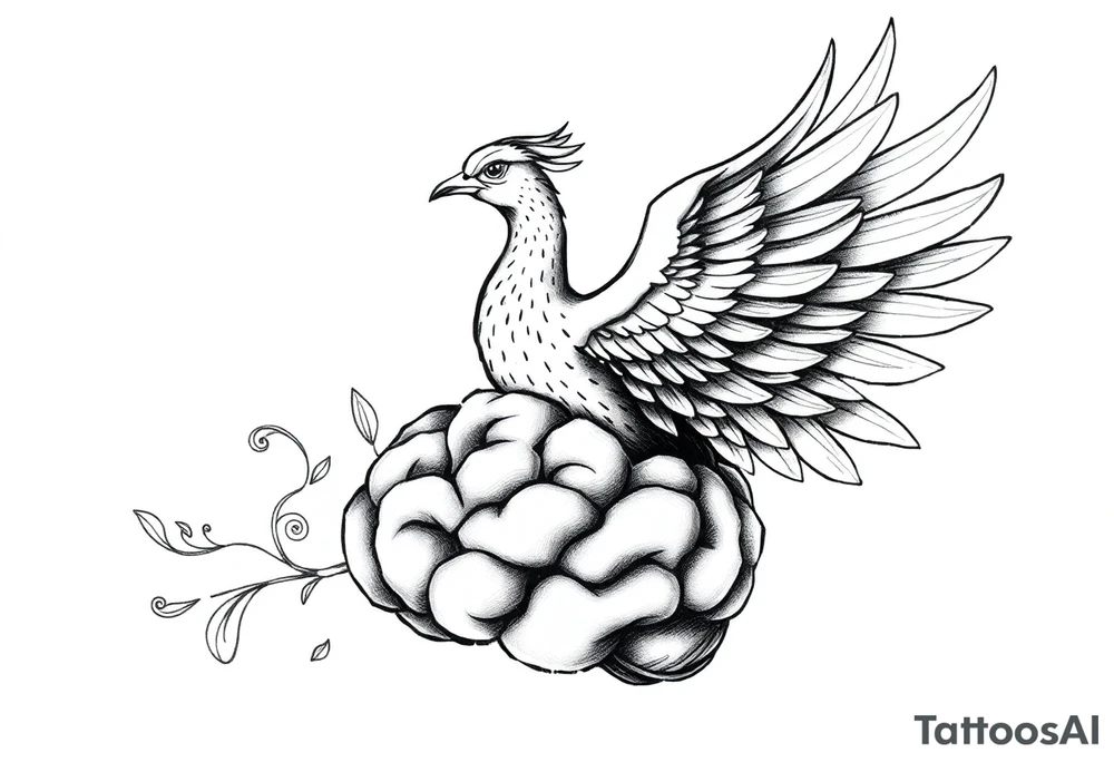 phoenix flying out of a brain tattoo idea