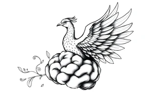 phoenix flying out of a brain tattoo idea