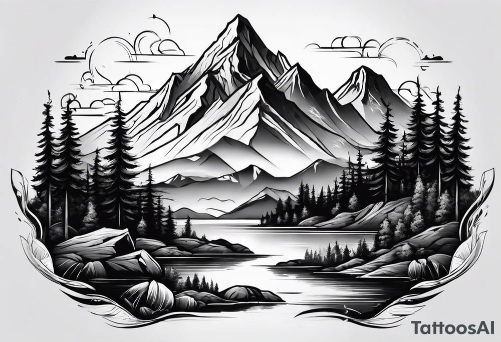 Wilderness mountains tattoo idea
