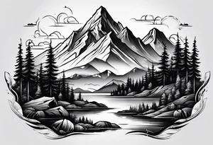 Wilderness mountains tattoo idea